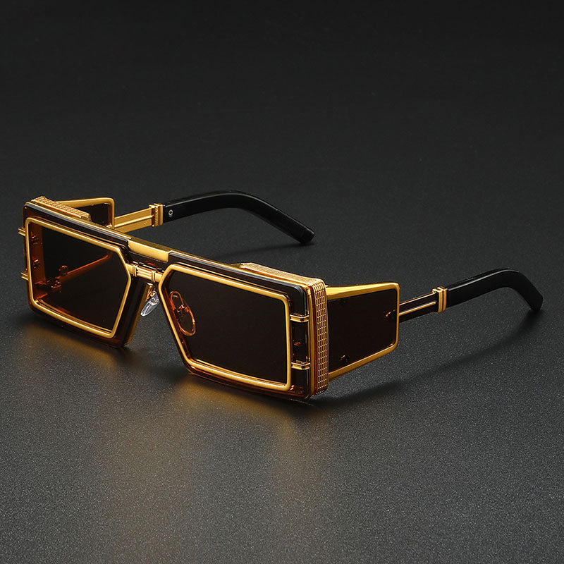 Preston - Men's Layered Geometric Metal Punk Sunglasses