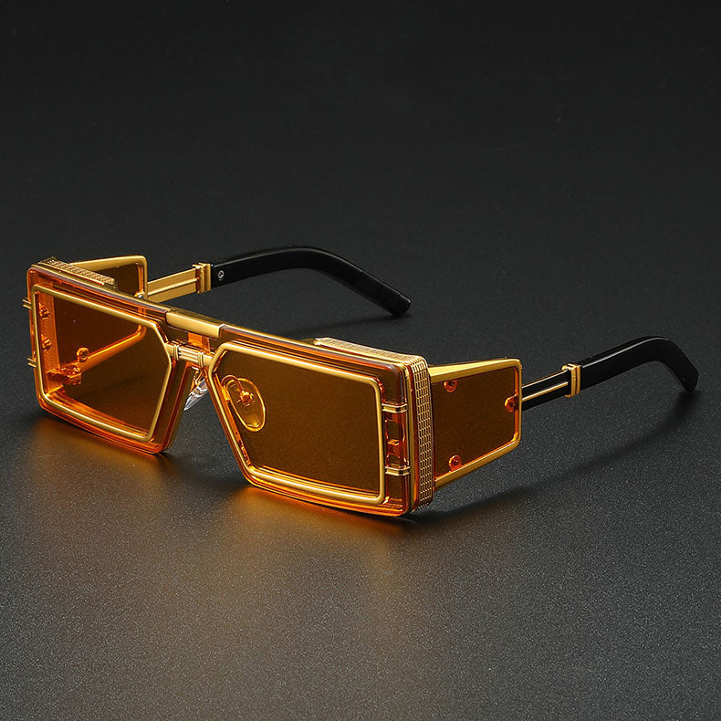 Preston - Men's Layered Geometric Metal Punk Sunglasses