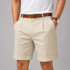 Preston - Men's Tailored Pleated Cuffed Shorts