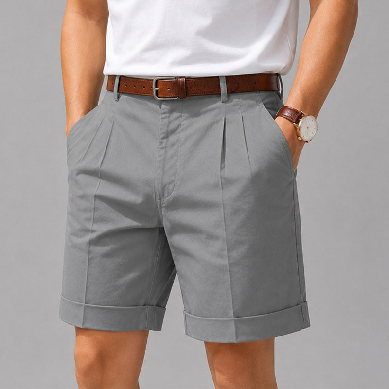 Preston - Men's Tailored Pleated Cuffed Shorts