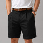 Preston - Men's Tailored Pleated Cuffed Shorts