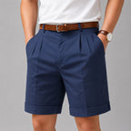 Preston - Men's Tailored Pleated Cuffed Shorts