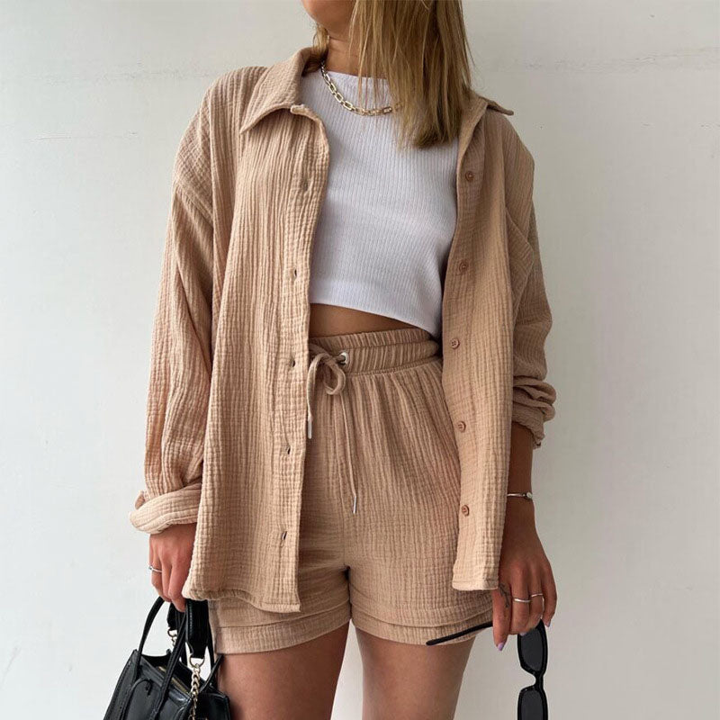 Rachel - Women's Relaxed Button-Down Lounge Set