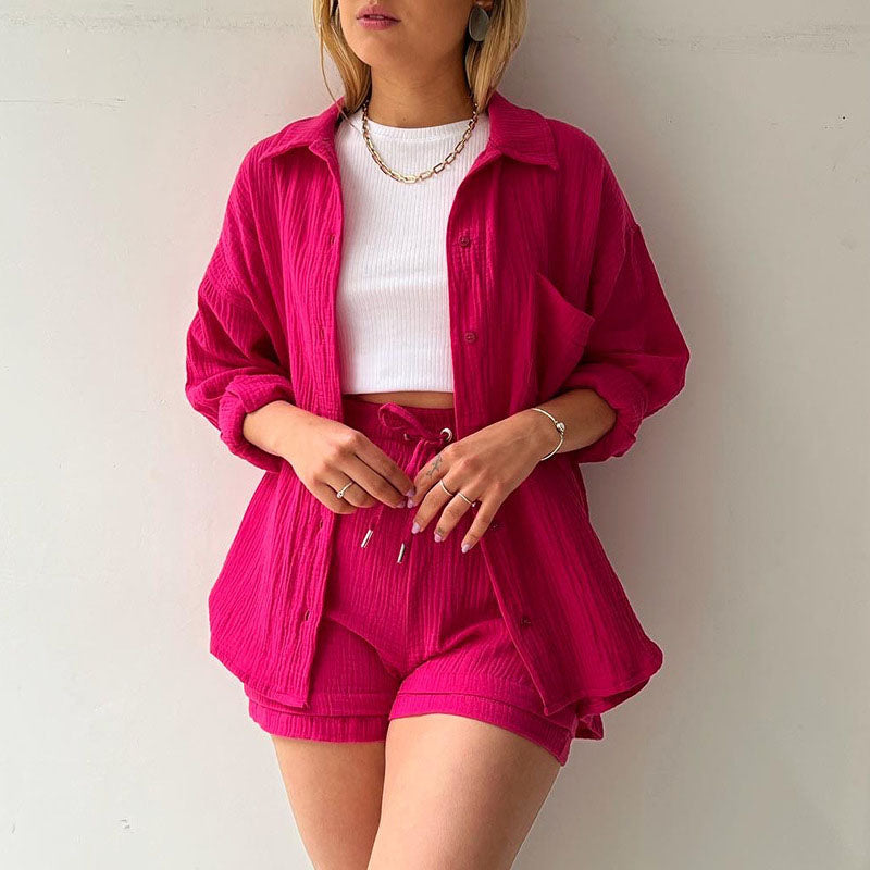 Rachel - Women's Relaxed Button-Down Lounge Set