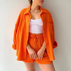 Rachel - Women's Relaxed Button-Down Lounge Set