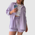 Rachel - Women's Relaxed Button-Down Lounge Set