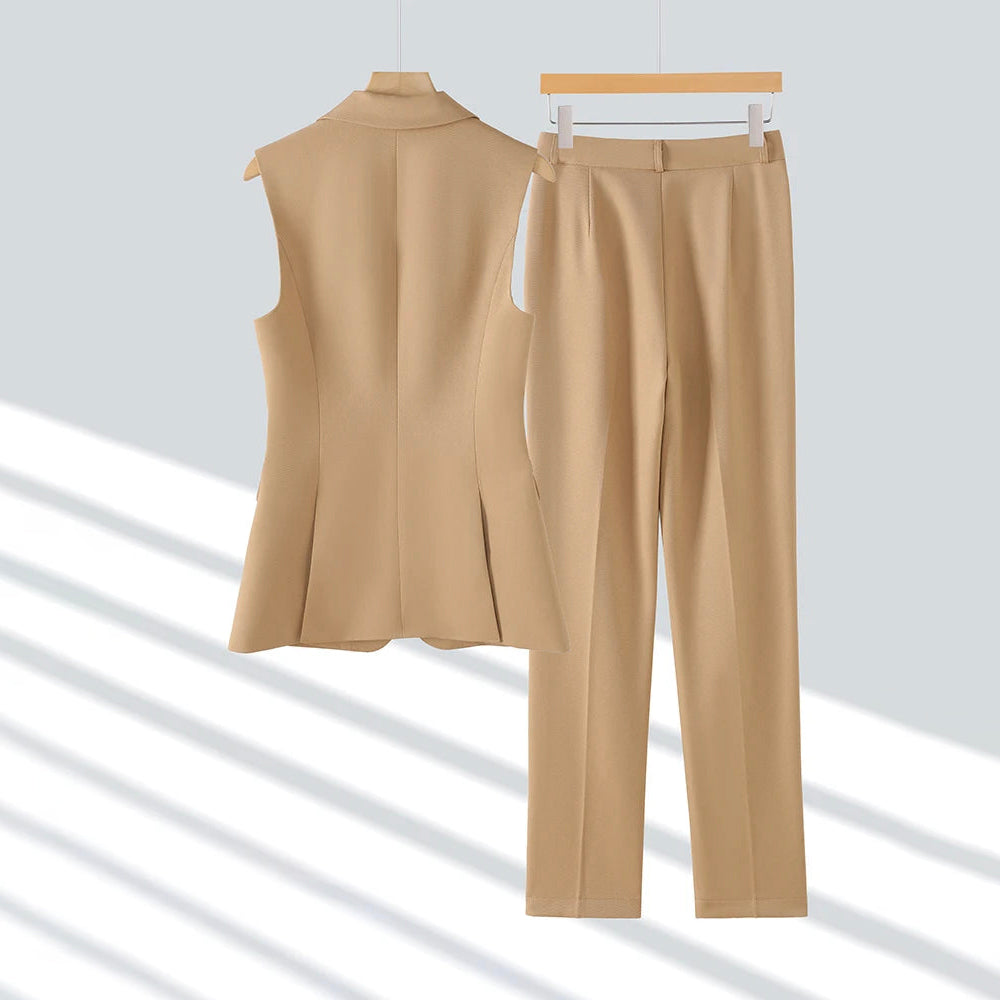 Rachel - Women's Sleeveless Blazer and Trousers Two-Piece Set