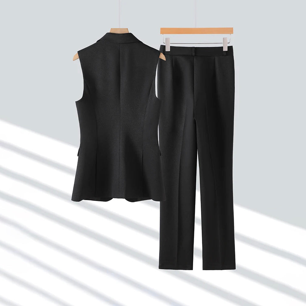 Rachel - Women's Sleeveless Blazer and Trousers Two-Piece Set