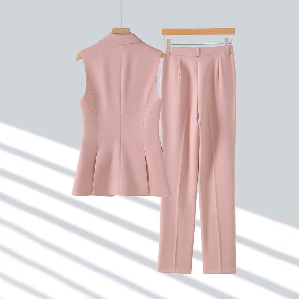 Rachel - Women's Sleeveless Blazer and Trousers Two-Piece Set