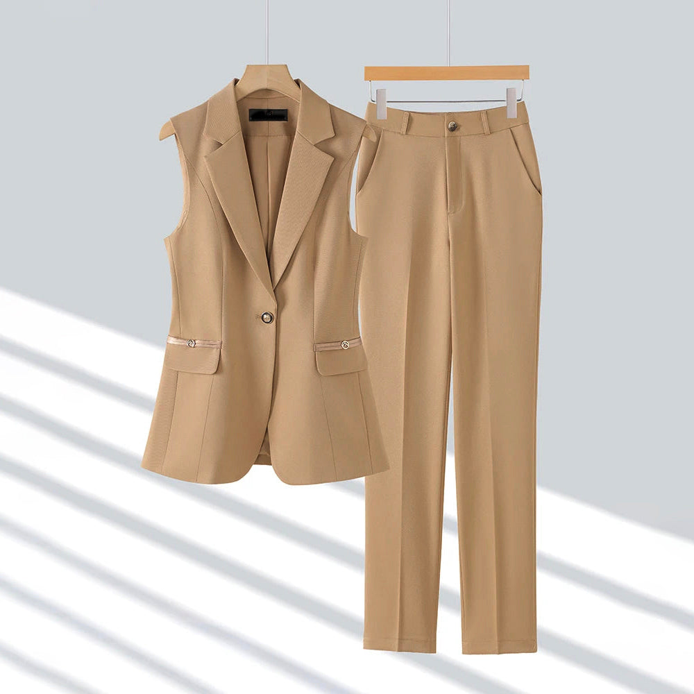 Rachel - Women's Sleeveless Blazer and Trousers Two-Piece Set