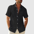 Raymond - Men's Linen Pleated Front Short-Sleeve Shirt