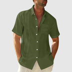 Raymond - Men's Linen Pleated Front Short-Sleeve Shirt