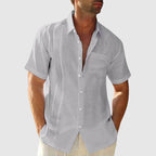 Raymond - Men's Linen Pleated Front Short-Sleeve Shirt