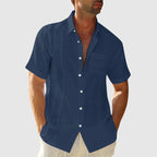 Raymond - Men's Linen Pleated Front Short-Sleeve Shirt