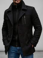 Raymond - Men's Notch Lapel Coat with Zip and Button Front