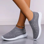Robin - Women's Rhinestone Knit Slip-On Sneakers