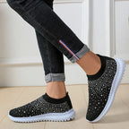 Robin - Women's Rhinestone Knit Slip-On Sneakers
