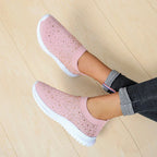 Robin - Women's Rhinestone Knit Slip-On Sneakers