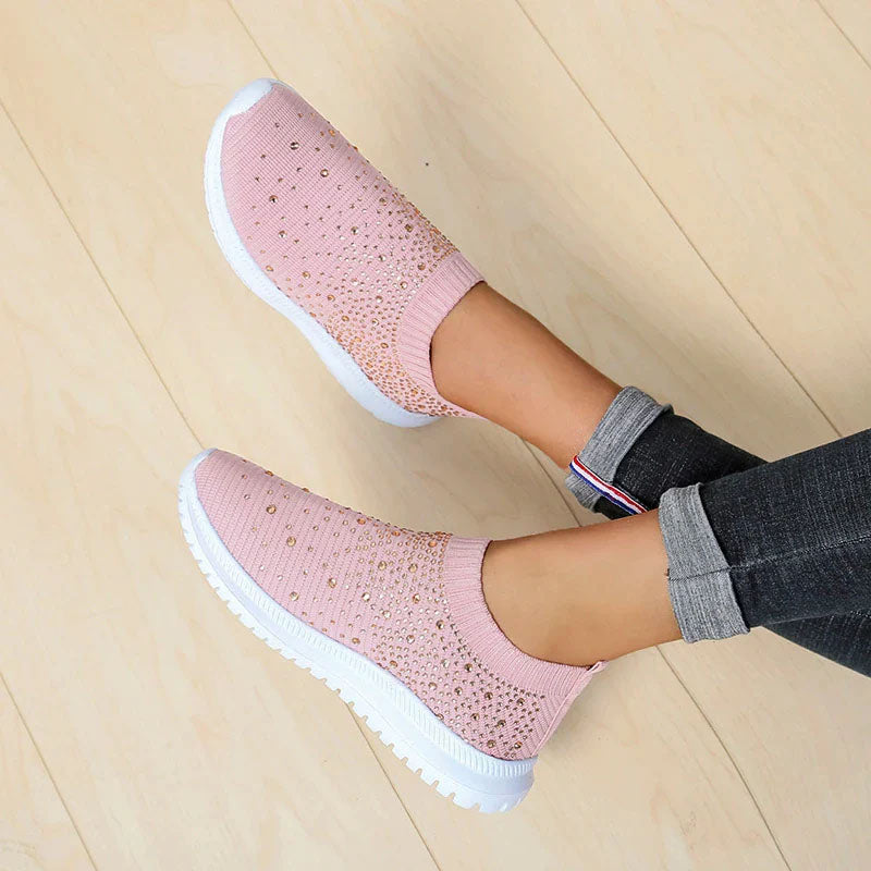 Robin - Women's Rhinestone Knit Slip-On Sneakers