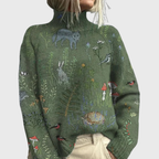 Rosemary – Women’s Artistic Pattern Turtleneck Sweater