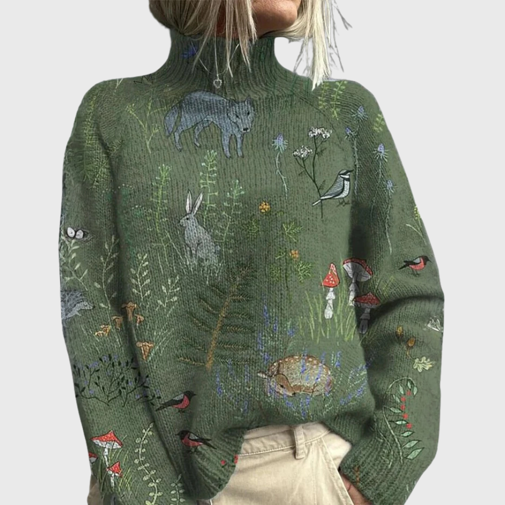Rosemary – Women’s Artistic Pattern Turtleneck Sweater