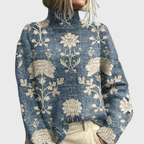 Rosemary – Women’s Artistic Pattern Turtleneck Sweater