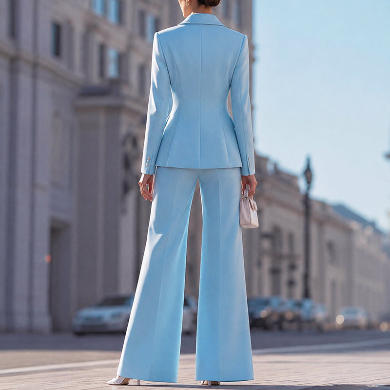 Rosie - Women's Tailored Blazer & Flared Pants Suit Set