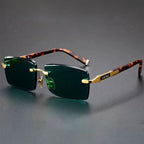 Rovelle - Rimless Rectangle Leopard Sunglasses