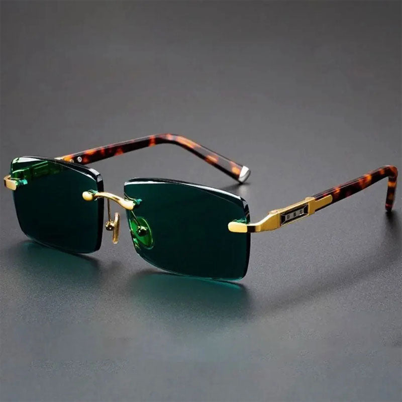 Rovelle - Rimless Rectangle Leopard Sunglasses