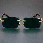 Rovelle - Rimless Rectangle Leopard Sunglasses