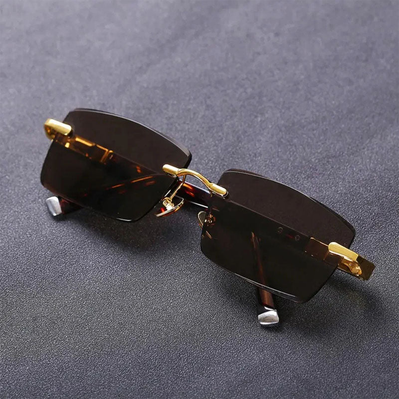 Rovelle - Rimless Rectangle Leopard Sunglasses