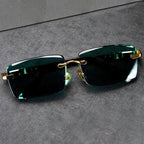 Rovelle - Rimless Rectangle Leopard Sunglasses
