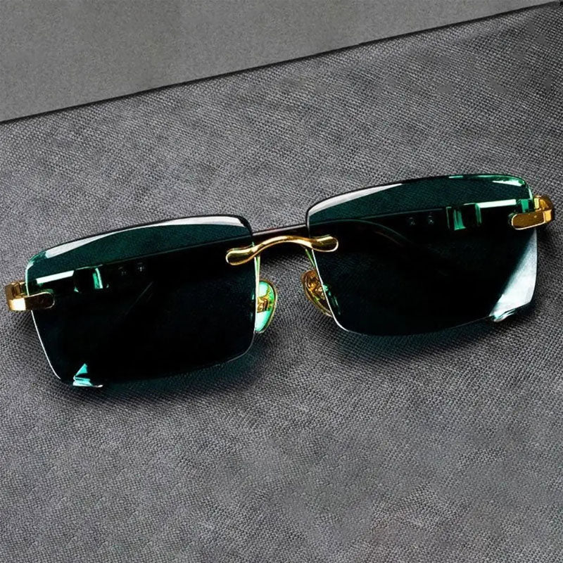 Rovelle - Rimless Rectangle Leopard Sunglasses