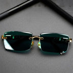 Rovelle - Rimless Rectangle Leopard Sunglasses