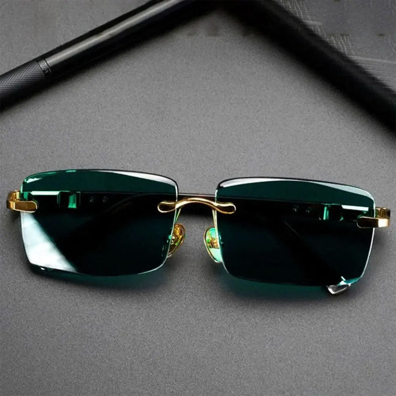 Rovelle - Rimless Rectangle Leopard Sunglasses