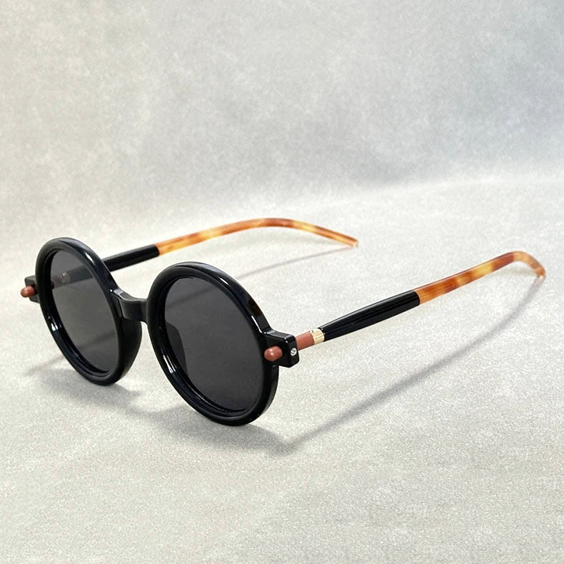 Rowan - Unisex Round Tortoiseshell Retro Sunglasses