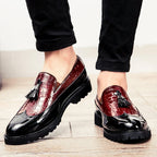 Ryan - Men's High-Shine Wingtip Lug Sole Dress Shoes