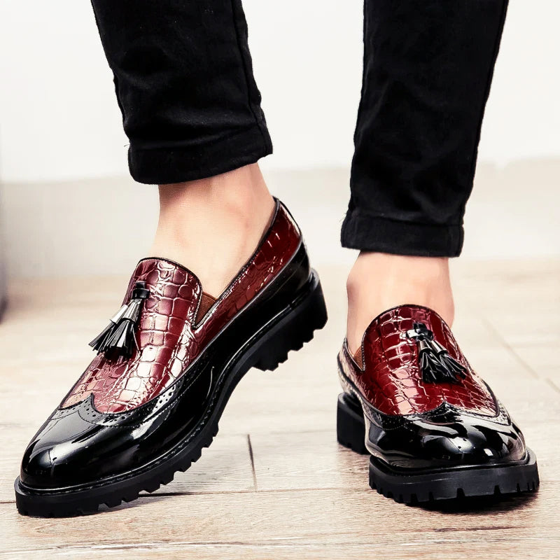 Ryan - Men's High-Shine Wingtip Lug Sole Dress Shoes