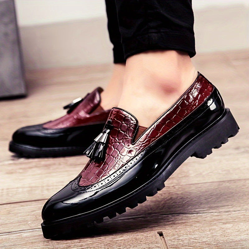 Ryan - Men's High-Shine Wingtip Lug Sole Dress Shoes