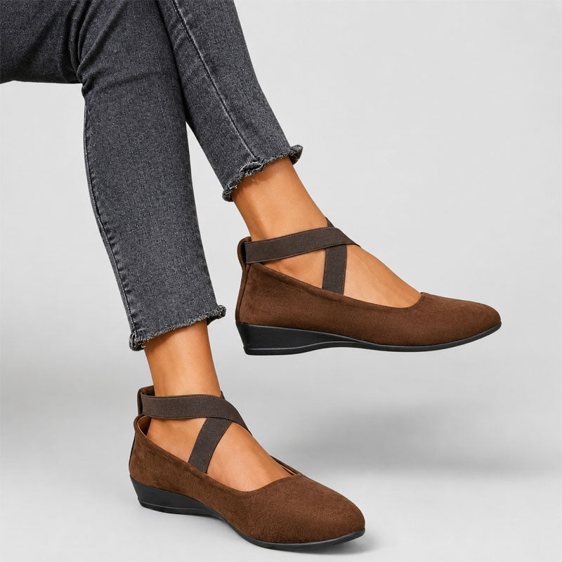Sabrina - Women's Cross Strap Ballet Flats