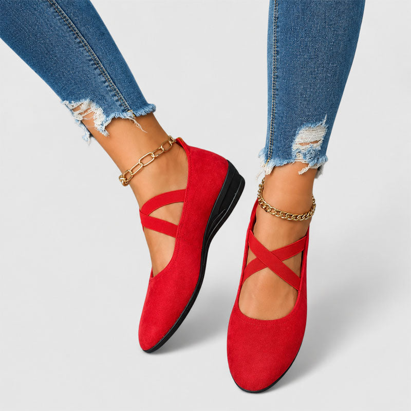 Sabrina - Women's Cross Strap Ballet Flats
