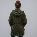 Saige - Women's Hooded Button-Front Utility Jacket with Flap Pockets