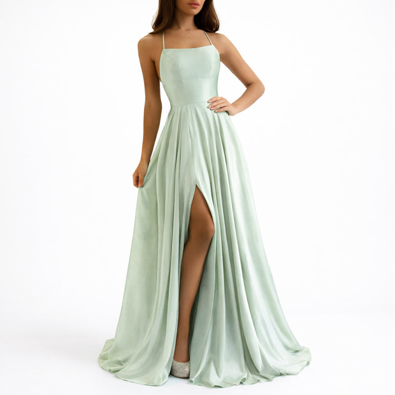 Samantha - Women's Flowing Satin Formal Maxi Dress