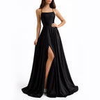 Samantha - Women's Flowing Satin Formal Maxi Dress
