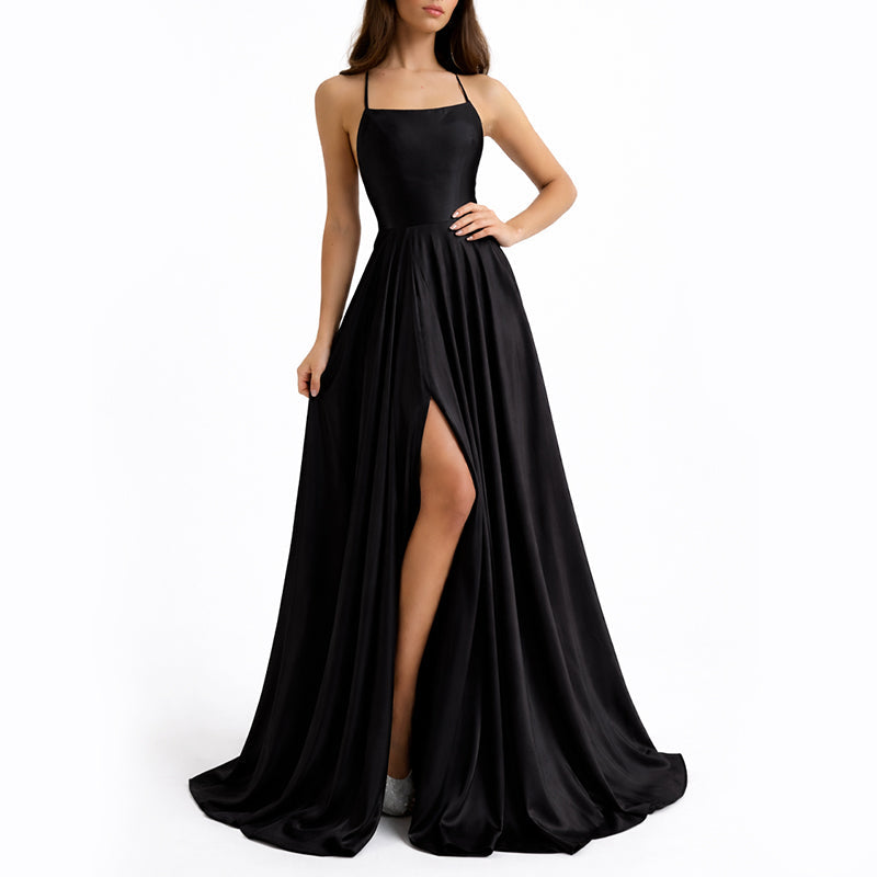 Samantha - Women's Flowing Satin Formal Maxi Dress