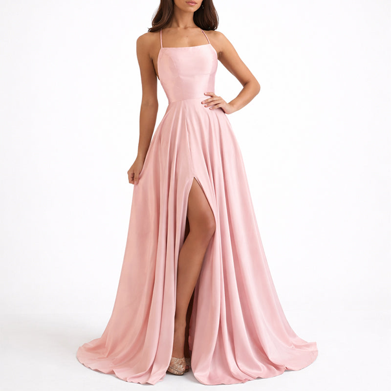 Samantha - Women's Flowing Satin Formal Maxi Dress