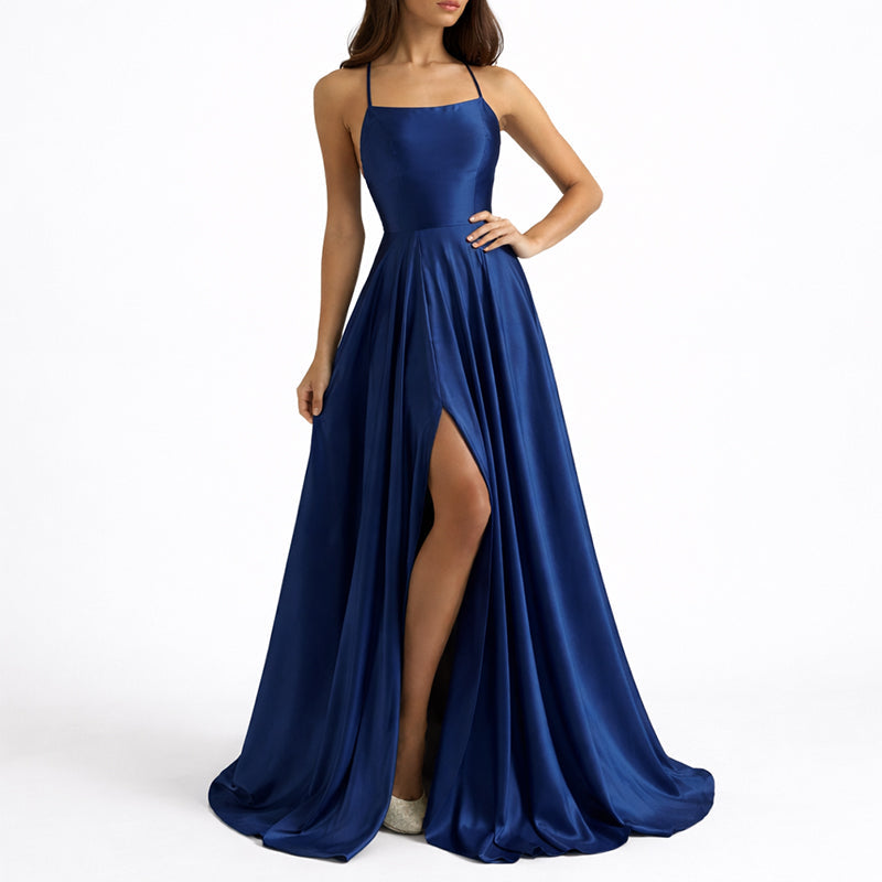 Samantha - Women's Flowing Satin Formal Maxi Dress