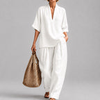 Sarah - Women's Loose V-Neck Two Piece Lounge Set
