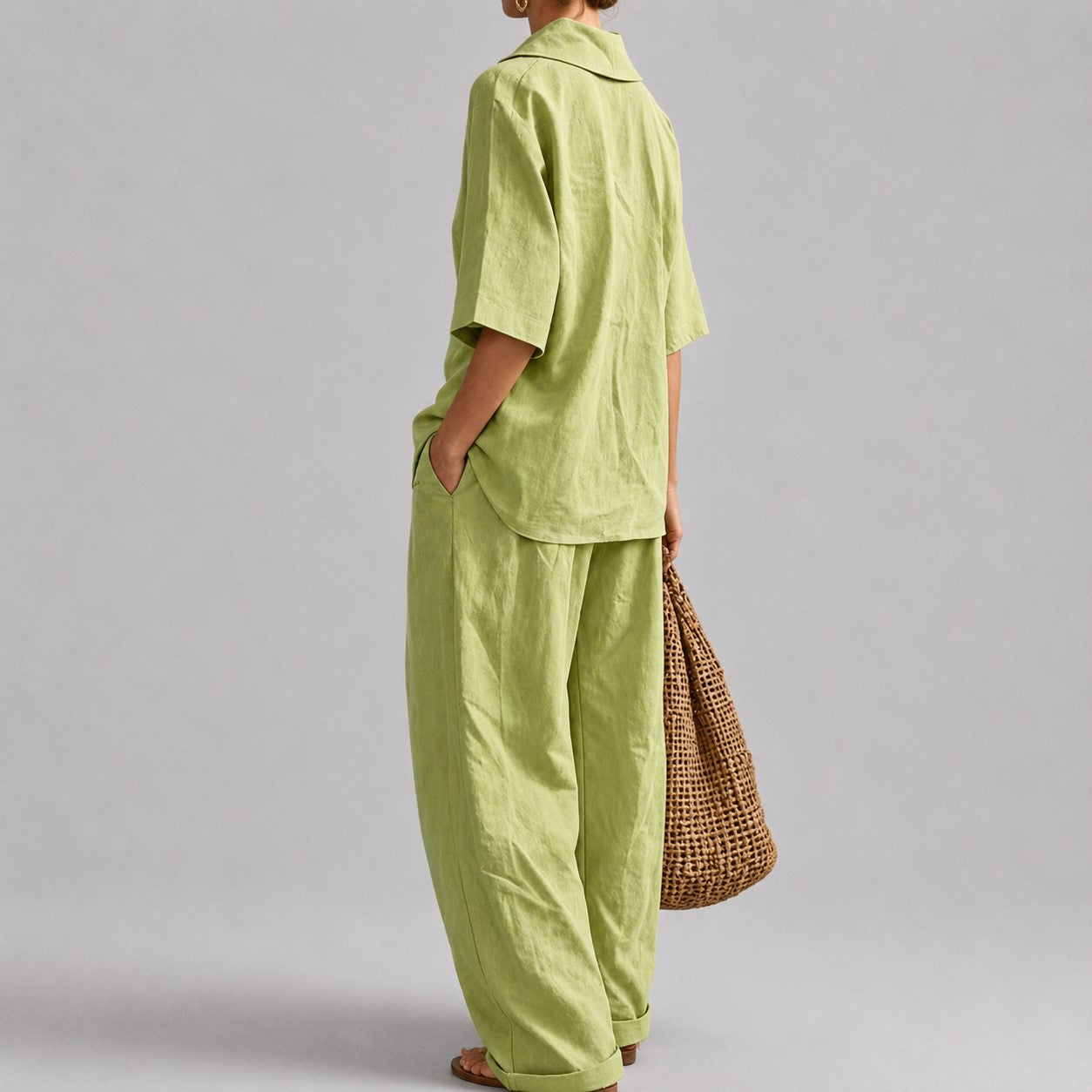 Sarah - Women's Loose V-Neck Two Piece Lounge Set