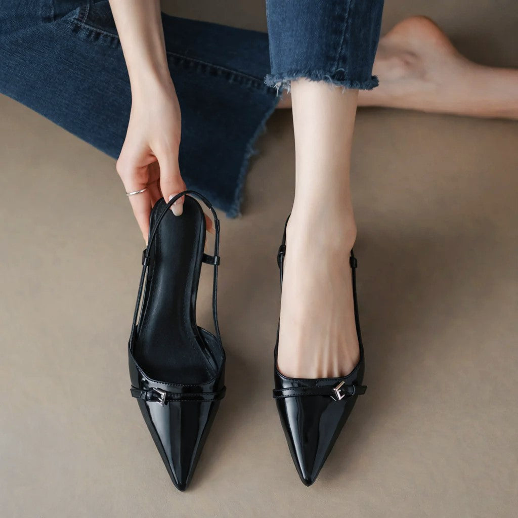 Sarah - Women's Pointed Toe Slingback Kitten Heels